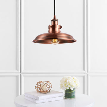 Bedford 11" Adjustable Iron Industrial Rustic LED Pendant - JONATHAN Y